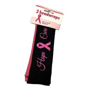 PINK RIBBON AWARENESS head‎ wraps head bands HOPE CURE black pink 2 pack